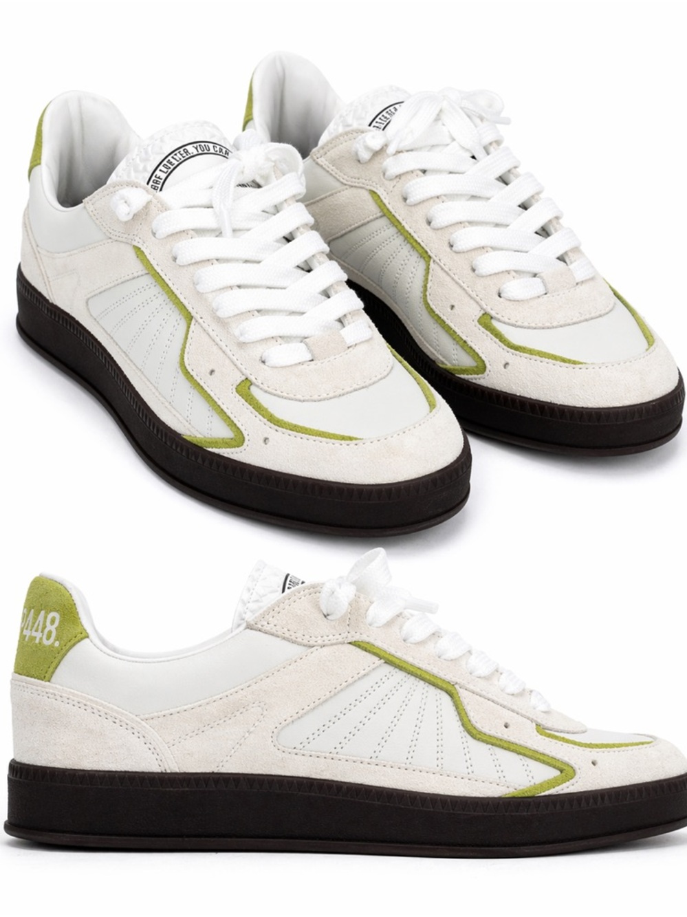 P448 John Sneakers White Cedro Green Suede Leather EU 38 New in box retail $325
